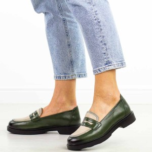 Zielone mokasyny damskie Potocki 12561