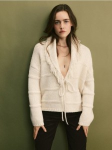 Kardigan z frędzlami - kremowy