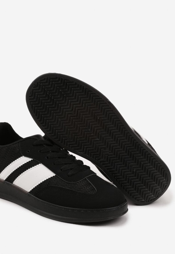 Czarne Sneakersy Typu Kultowe Tenisówki na Półtransparentnej Podeszwie Ulinera