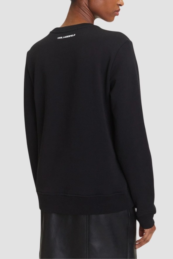KARL LAGERFELD Czarna bluza damska Ikon z nadrukiem, Rozmiar M