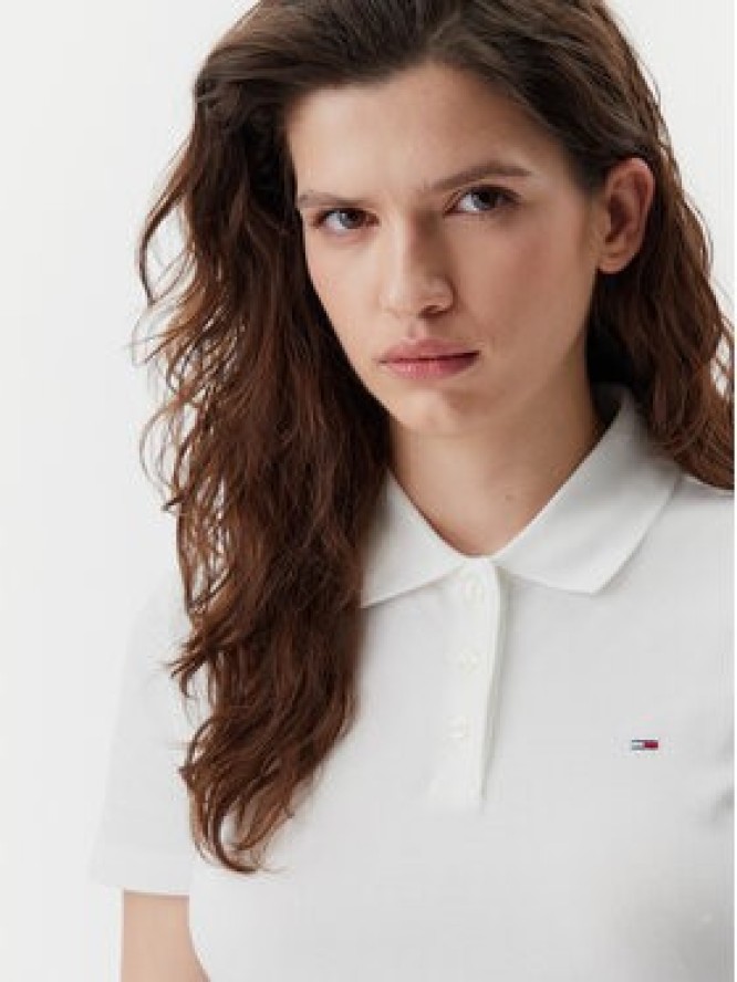 Tommy Jeans Polo Essential DW0DW20160 Biały Slim Fit