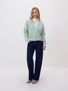 Kardigan z ozdonym splotem - jasnozielony