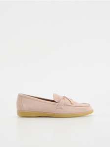 Zamszowe loafersy - pastelowy róż