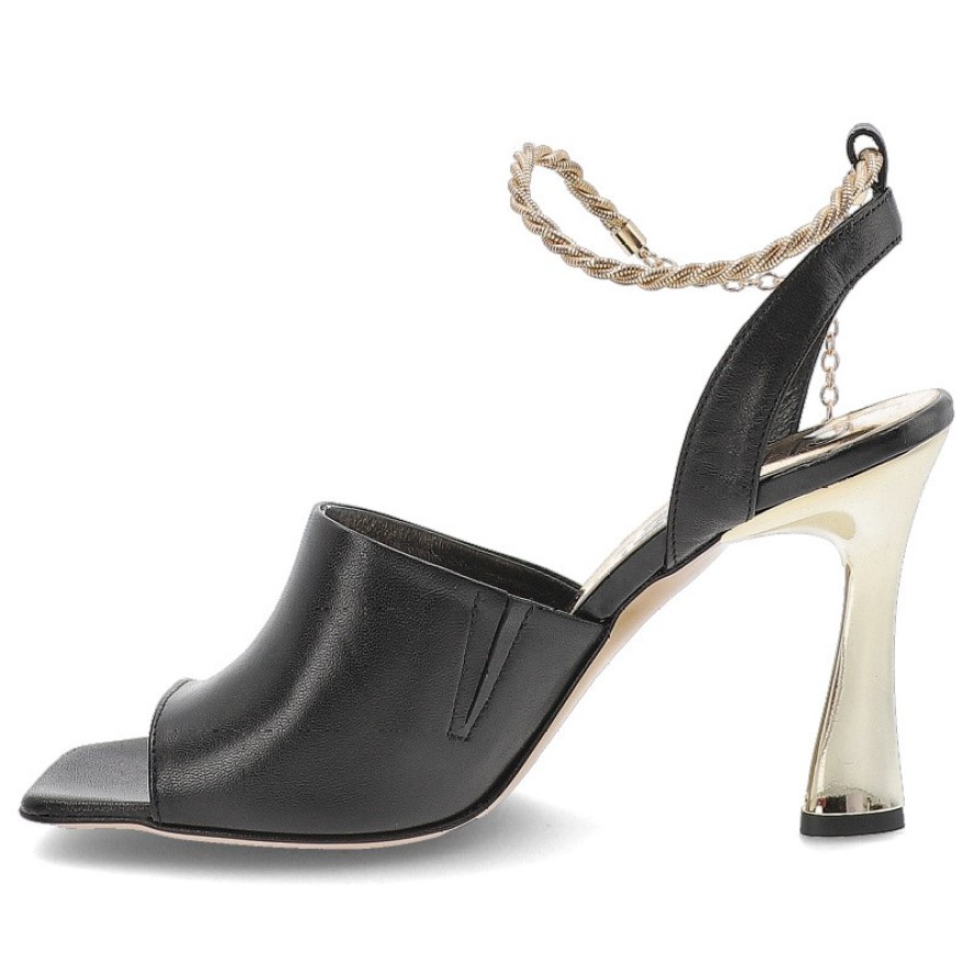 Czarne Sandały Chebello Eleganckie Obuwie Damskie Na Szpilce