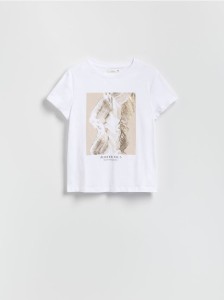 T-shirt z połyskującym nadrukiem - biały