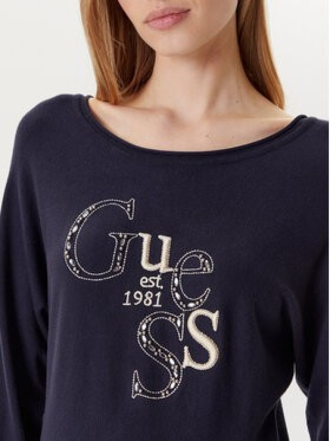 Guess Sweter W5YR22 Z2NQ2 Granatowy Regular Fit
