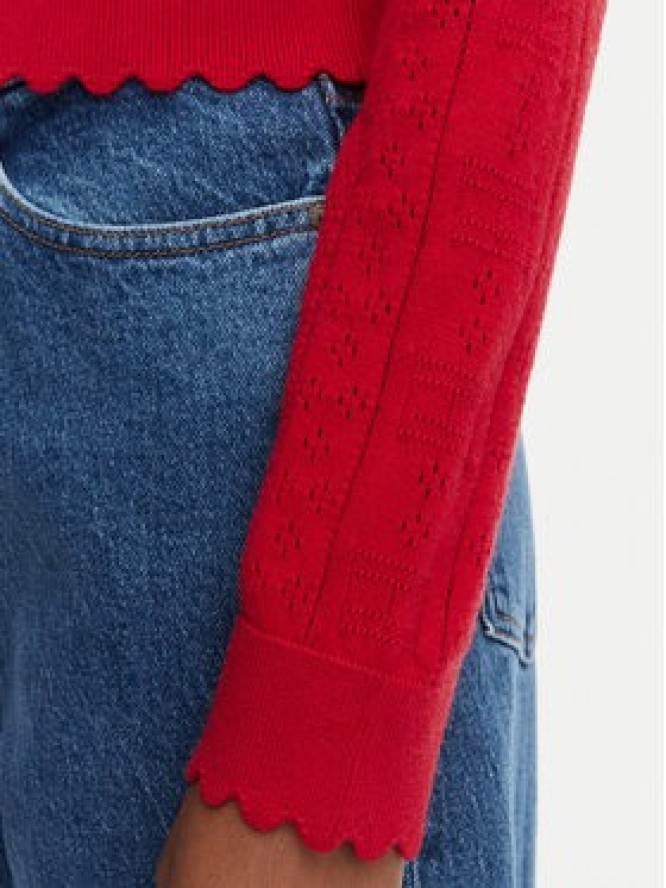 Tommy Jeans Kardigan Pointelle DW0DW22931 Czerwony Regular Fit