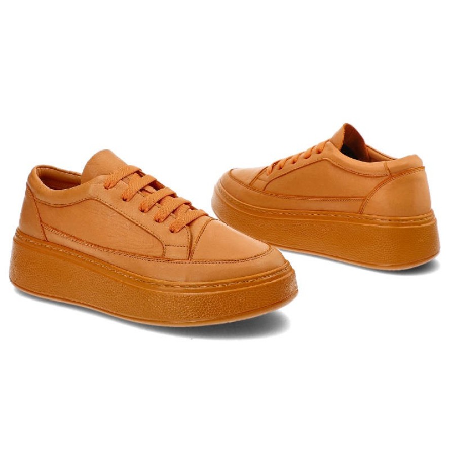 Pomarańczowe Sneakersy Venezia Stylowe Obuwie Damskie