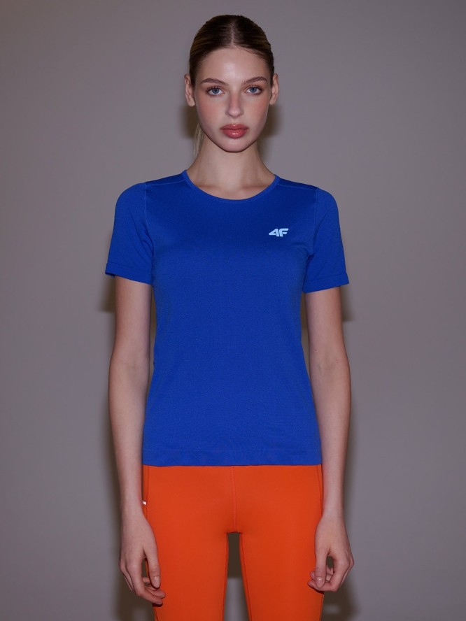 4F Koszulka do biegania w terenie regular damska - niebieska XS/S