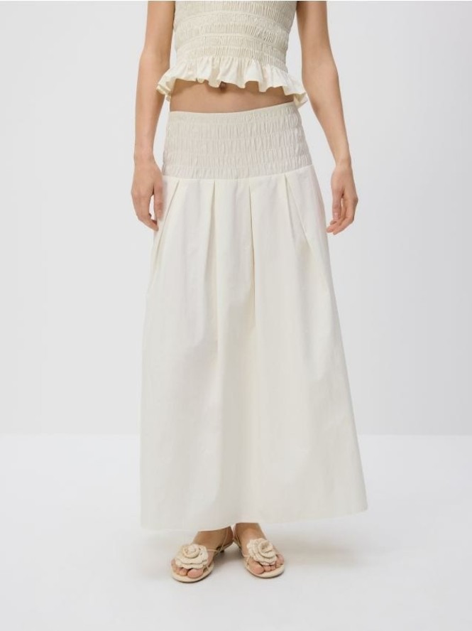 Bawełniana spódnica midi - złamana biel