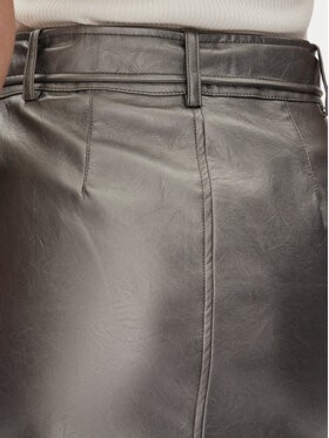 DKNY Spódnica z imitacji skóry P4JN6XIM Srebrny Regular Fit