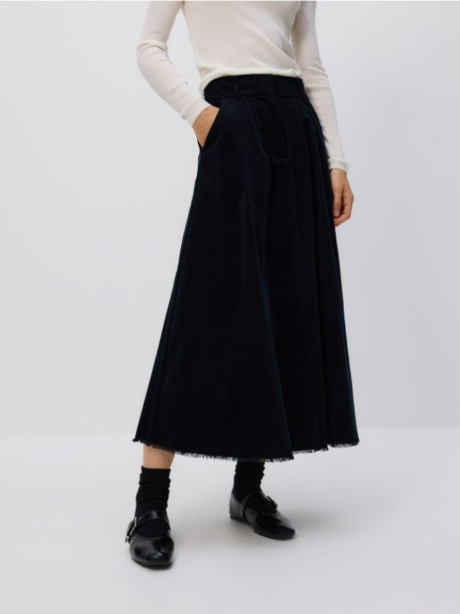 Sztruksowa spódnica maxi - granatowy