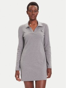 Calvin Klein Jeans Sukienka codzienna Monologo LV047D214G Szary Slim Fit