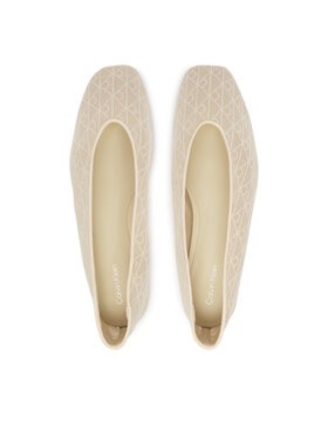 Calvin Klein Baleriny Square Ballerina Aop Mesh HW0HW02937 Écru