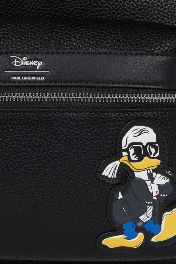 KARL LAGERFELD Czarny damski plecak skórzany KLxDisney