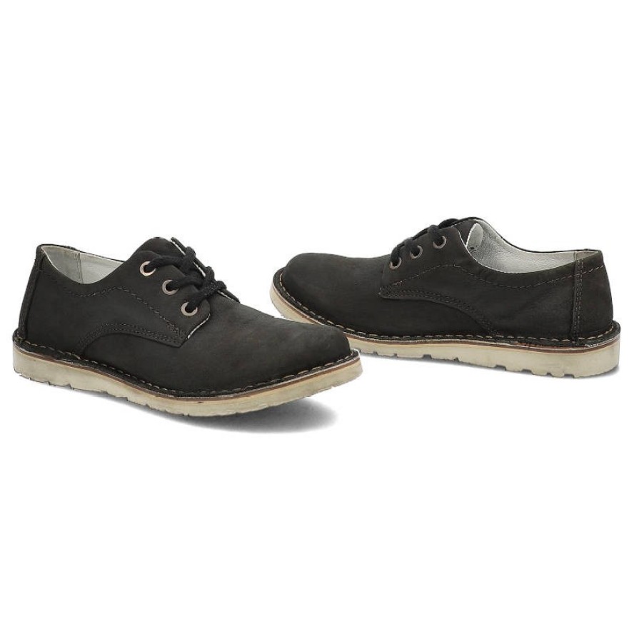 Czarne Półbuty Nagaba Damskie Skórzane Obuwie