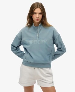 superdry Bluza Active Tech Logo Relaxed Half Zip Luźny krój – Stormy Blue