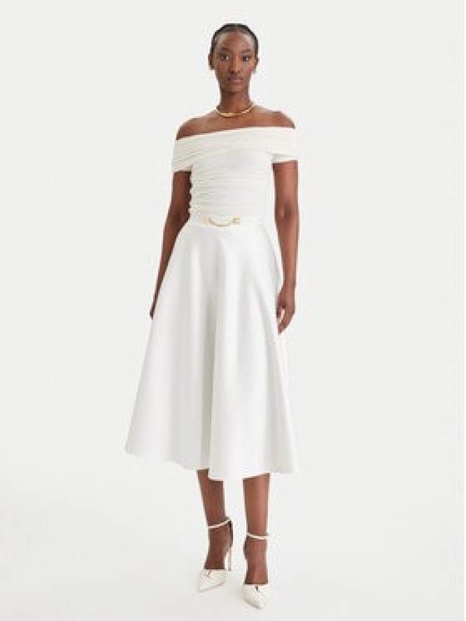Elisabetta Franchi Spódnica midi GO-156-61E2-V320 Biały Regular Fit