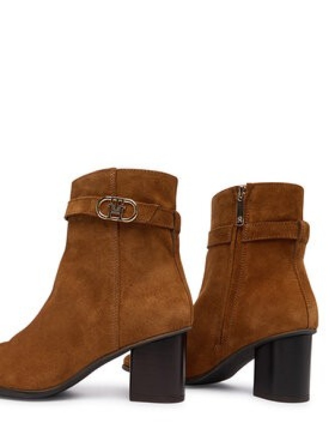 Tommy Hilfiger Botki Th Strap Suede Block Heel Boot FW0FW09521 Beżowy ciemny