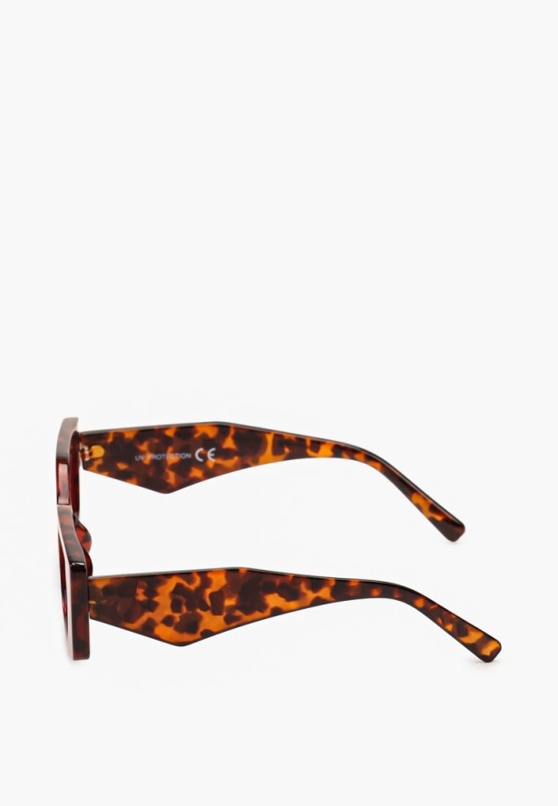 Brązowe Okulary Przeciwsłoneczne o Geometrycznym Kształcie z Lekkiego Tworzywa Giorta