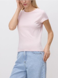 T-shirt z bawełny merceryzowanej - pastelowy róż