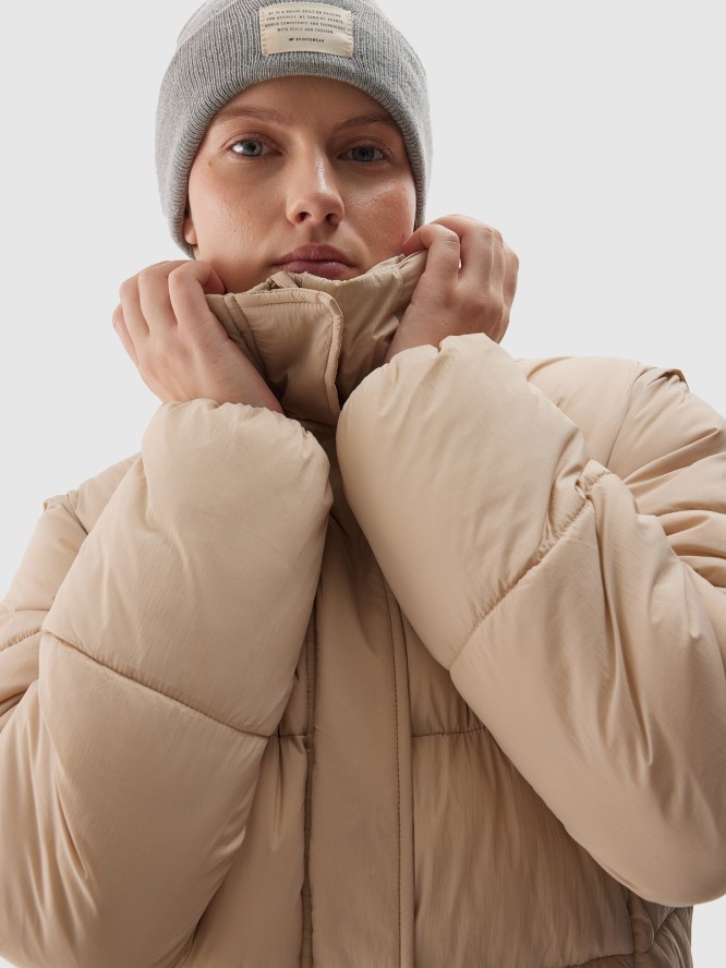 4F Kurtka puchowa 2w1 z wypełnieniem syntetycznym damska - beżowa XS