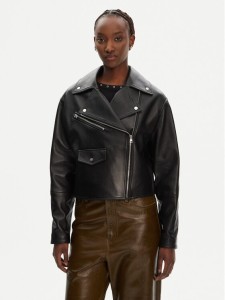 HUGO Kurtka skórzana Laridas 50545066 Czarny Regular Fit