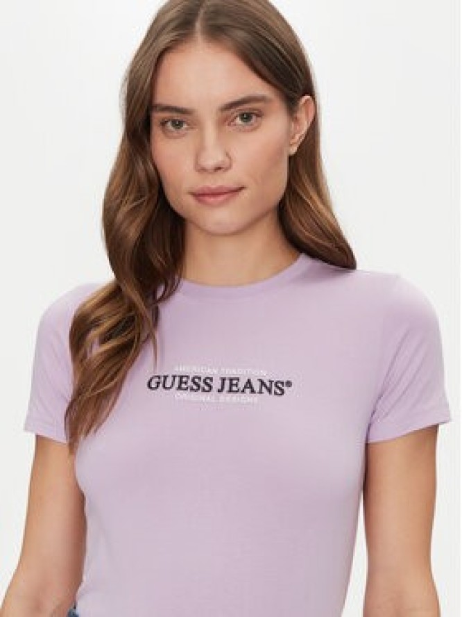 Guess Jeans T-Shirt W4YI03 J1314 Fioletowy Slim Fit