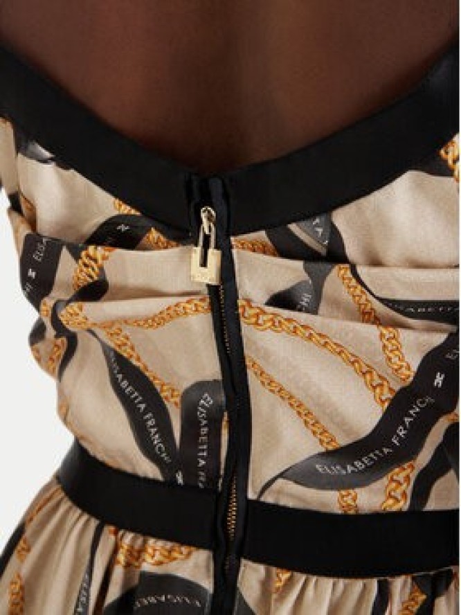 Elisabetta Franchi Sukienka koktajlowa AB-910-61E2-V590 Beżowy Regular Fit