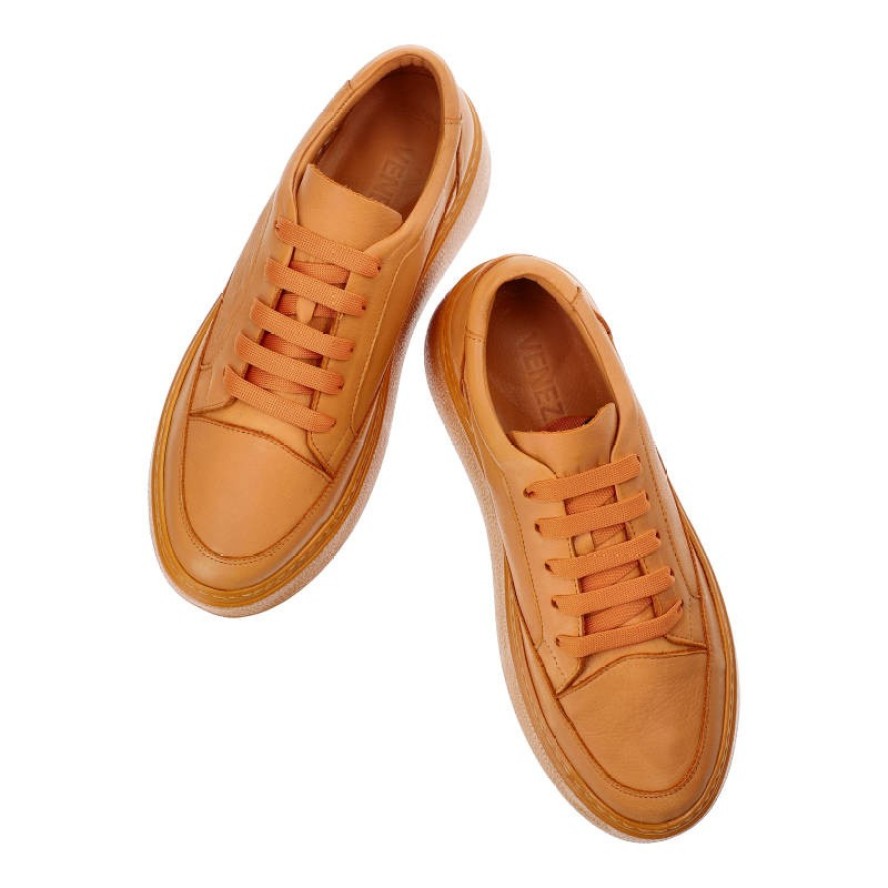 Pomarańczowe Sneakersy Venezia Stylowe Obuwie Damskie