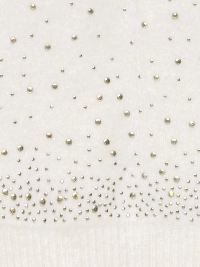 Szal damski bawełniany z kryształkami kremowy Cristaso 103