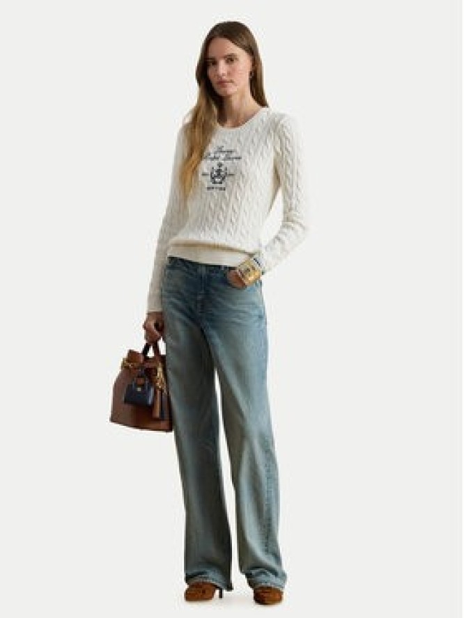 LAUREN RALPH LAUREN Sweter 200P03508003 Biały Slim Fit
