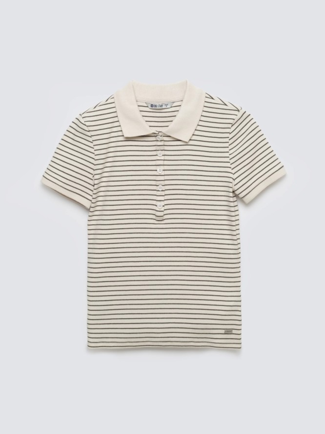 koszulka damska polo slim w paski perłowa rellma 103