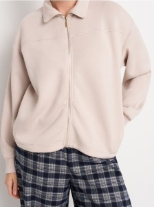 Rozpinana bluza ze stójką - beżowy
