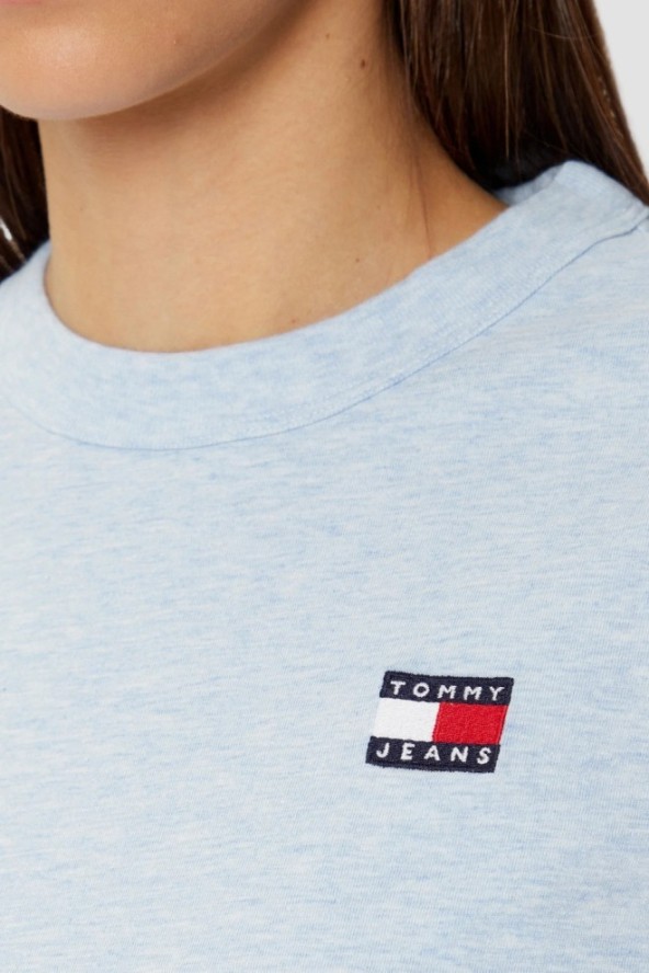 TOMMY JEANS Błękitny damski t-shirt z małym logo, Rozmiar L