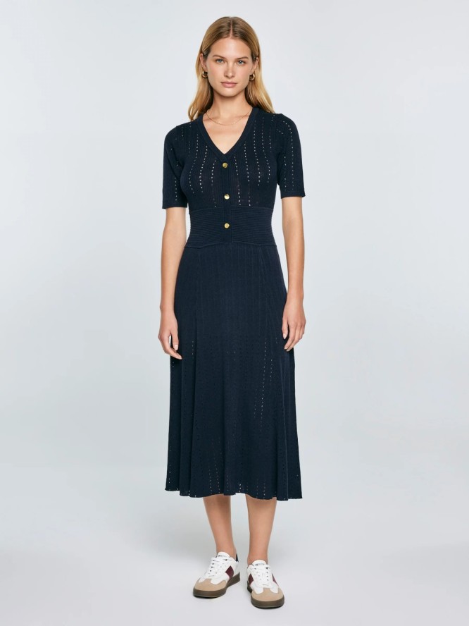 Sukienka damska midi sweterkowa granatowa Adalina 403