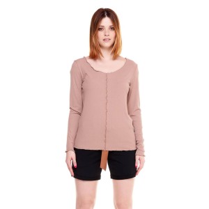 Damski T-shirt z długim rękawem w kolorach ziemi