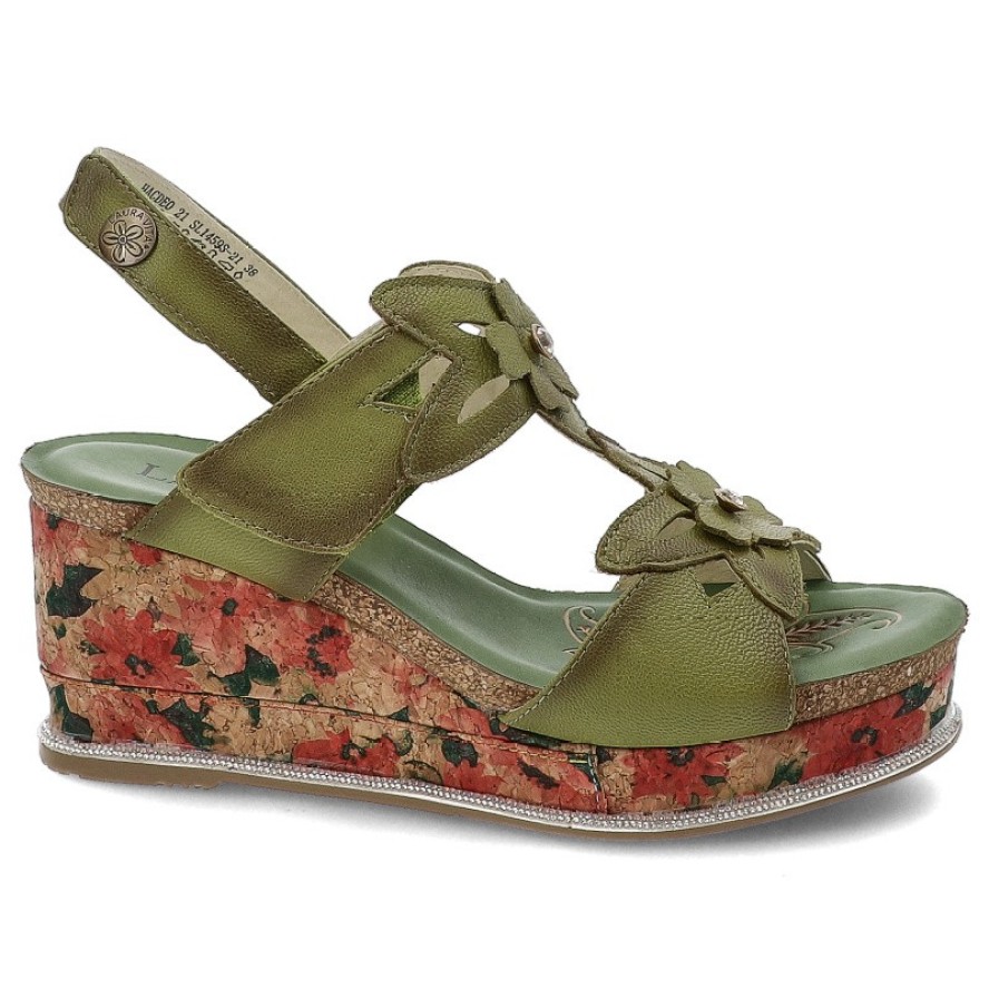 Zielone Sandały Laura Vita Eleganckie Obuwie Damskie