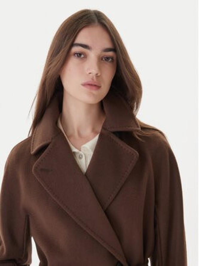Weekend Max Mara Płaszcz wełniany Resina 2525016102 Brązowy Regular Fit