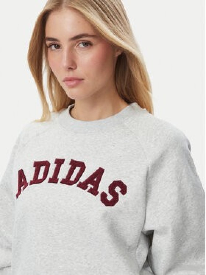 adidas Bluza Adidas Damskie 3-Stripes Crew KU0328 Szary Loose Fit