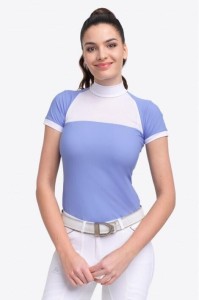 Koszulka do zawodów jeździeckich damska BABY BLUE MESH