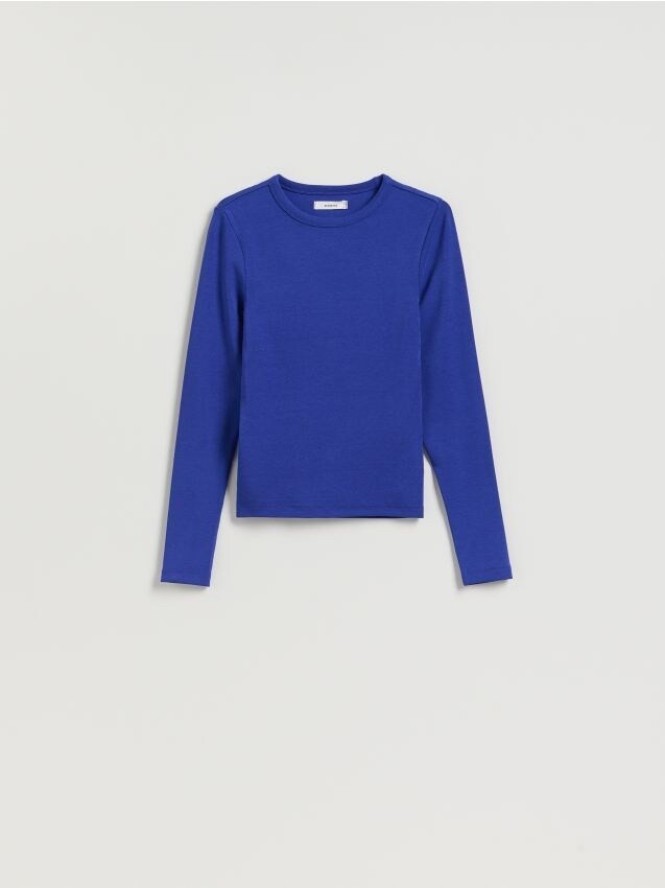 Longsleeve z modalem - niebieski