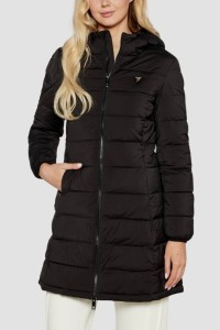 GUESS Czarna długa damska kurtka New Aleta, Rozmiar S