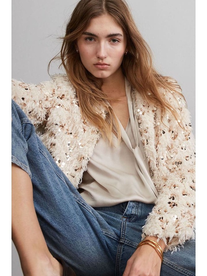 Oui Bluzka w kolorze beżowym rozmiar: 34