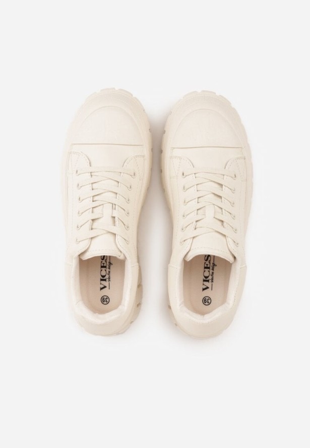 Beżowe Sneakersy VICES na Platformie w Stylu Chunky z Perforacją Hypsyllis