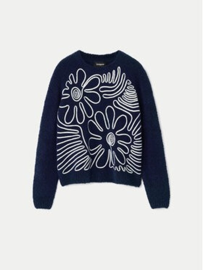 Desigual Sweter Cambridge 24WWJF68 Granatowy Regular Fit
