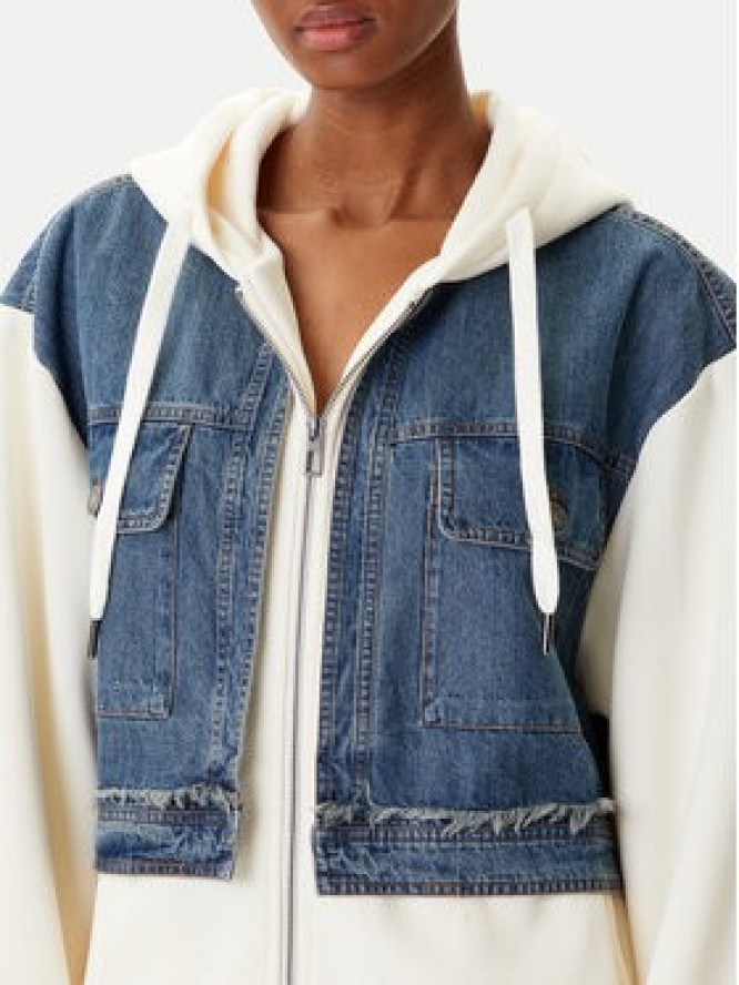 Desigual Bluza Trucker 25WWSK06 Écru Loose Fit