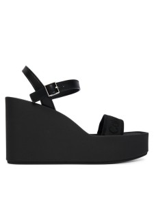 Calvin Klein Sandały Wedge 70 Sndl Webbing Lth HW0HW02882 Czarny