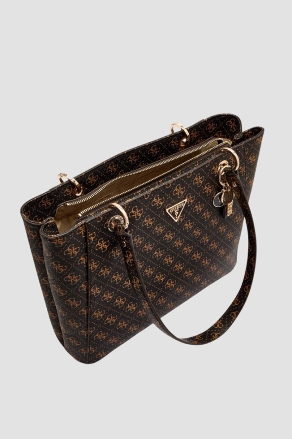 GUESS Brązowa damska shopperka logowana Noelle Tote