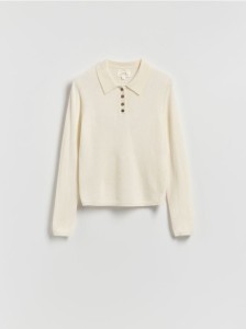 Wełniany sweter z domieszką kaszmiru - złamana biel